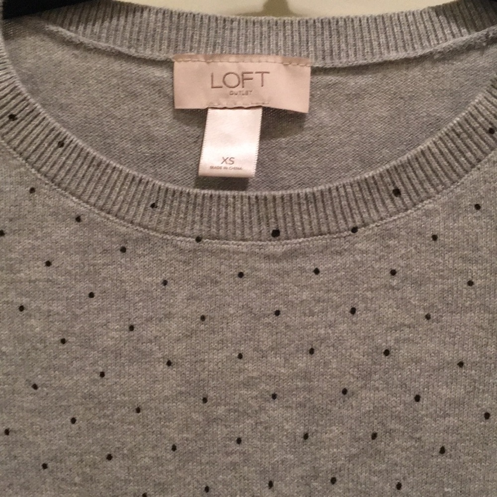 LOFT grey polka dot sweater